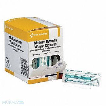 FIRST AID ONLY Butterfly Close Plastc 3/8x1-3/4In PK100, 36LF34