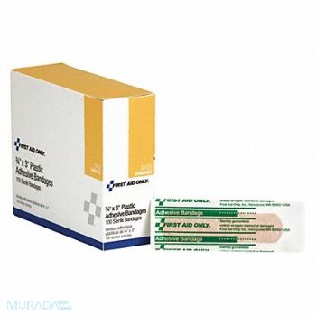 FIRST AID ONLY Adhesive Bandage Plastic 3/4x3In PK100, 36LF35