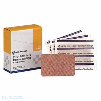 FIRST AID ONLY Patch Bandage Fabric 2 x 3 In PK25, 36LF36