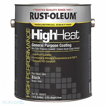 RUST-OLEUM J1515 Heat Resistant Coating Black 1 gal Can, 36ND75