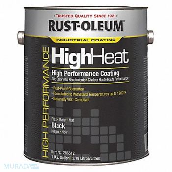 RUST-OLEUM J1517 Heat Resistant Coating Black 1 gal Can, 36ND79