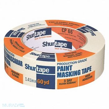 SHURTAPE Masking Tape 1 3/8 W 60 yd L Tan, 36NH76