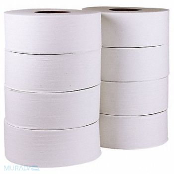TOUGH GUY Toilet Paper Roll Continuous White PK8, 36P067
