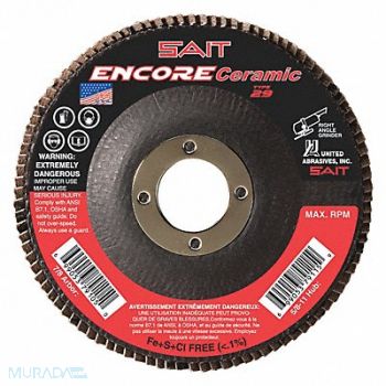 UNITED ABRASIVES-SAIT Flap Disc 80 Grit 7/8 in Ceramic, 36RD34