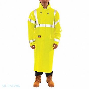 TINGLEY J2261 Arc Flash Rain Coat Cat 2 Ylw/Grn 4XL, 36RR31