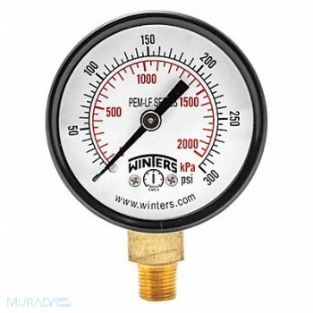WINTERS J1378 Gauge Pressure 2in. 0 to 300 psi, 36TV95