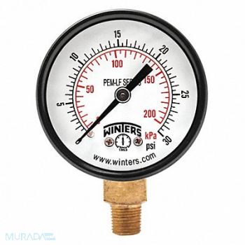 WINTERS J1378 Gauge Pressure 2in. 0 to 30 psi, 36TV97