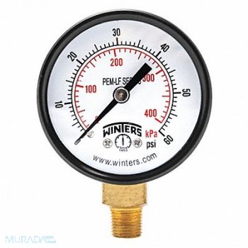 WINTERS J1378 Gauge Pressure 2in. 0 to 60 psi, 36TV98