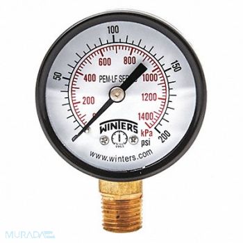 WINTERS J1379 Gauge Pressure 0 to 200 psi 2 in, 20JN24