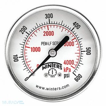 WINTERS Gauge Pressure 2-1/2in 0 to 600 psi, 36TW06