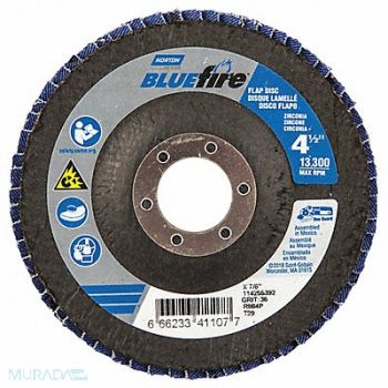 NORTON Fiber Disc 4 1/2 in Dia 7/8in Arbor PK2, 36WT58