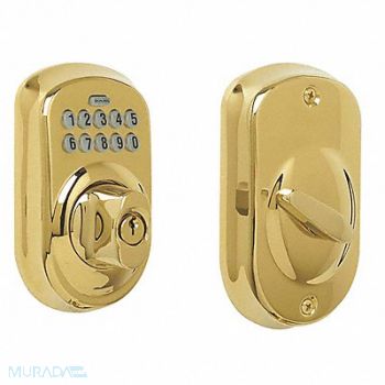SCHLAGE Deadbolt Lock Polished Brass 10 Button, 36Z098
