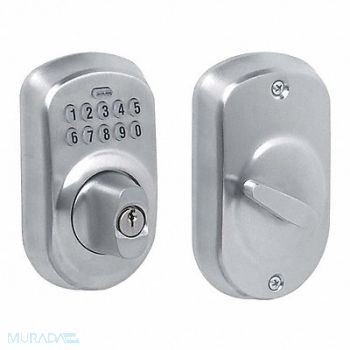 SCHLAGE Deadbolt Lock Satin Chrome 10 Button, 36Z101