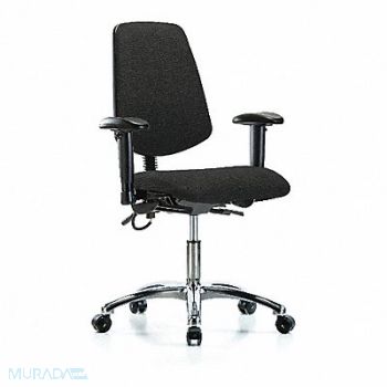BLUE RIDGE ERGONOMICS Fab ESD Chr Desk Md Bk AA Cstrs Blk, 376J53
