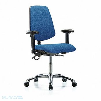 BLUE RIDGE ERGONOMICS Fab ESD Chr Dsk Md Bk AA Cstrs Blue, 376J54