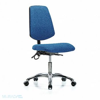 BLUE RIDGE ERGONOMICS Fabric ESD Chr Desk Md Bk Cstrs Blue, 376J58
