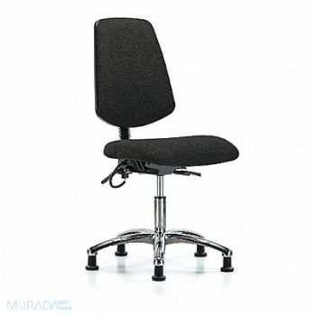 BLUE RIDGE ERGONOMICS Fabric ESD Chr Desk Md Bk Glides Blk, 376J59