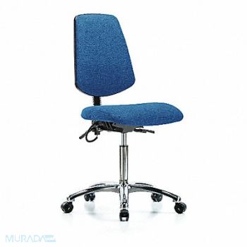 BLUE RIDGE ERGONOMICS Fabric ESD Chr Med Md Bk Cstrs Blue, 376J86