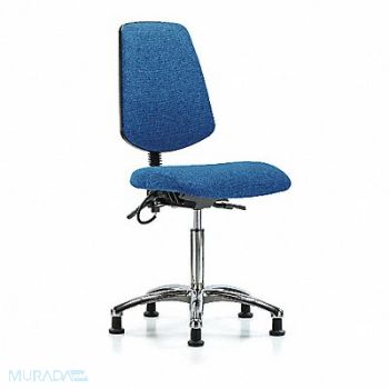 BLUE RIDGE ERGONOMICS Fabric ESD Chr Med Md Bk Glides Blue, 376J88