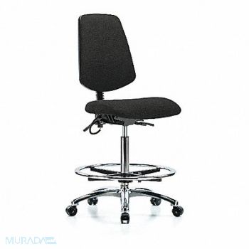 BLUE RIDGE ERGONOMICS Fab ESD Chr High Md Bk FR Cstrs Blk, 376K06