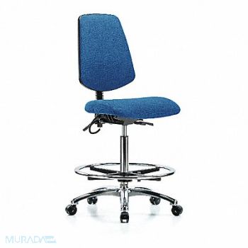 BLUE RIDGE ERGONOMICS Fab ESD Chr Hi Md Bk FR Cstrs Blue, 376K07
