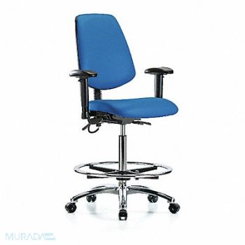 BLUE RIDGE ERGONOMICS Vinyl ESD Hi Md Bk AA FR Cstrs Blu, 376K67