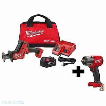 MILWAUKEE M18 Hackzall Kit and 1/2 Impact Wrench, 377PE0