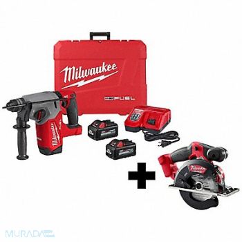 MILWAUKEE M18 Rotary Hmr Kit and Metal Circ Saw, 377PE6