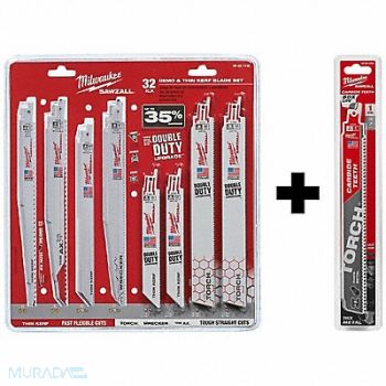 MILWAUKEE SAWZALL Blade Set 32Pc w 7T 9L Blade, 377PG7