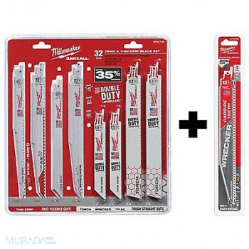 MILWAUKEE SAWZALL Blade Set 32Pc w 9 6 TPI 1PK, 377PG8