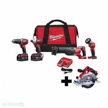 MILWAUKEE M18 Combo Cmpt Hmr Dr/Swzl/1/4 Hex Imp, 380FM3