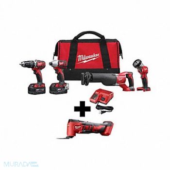 MILWAUKEE M18 Combo Cmpt Hmr Dr/Swzl/1/4 Hex Imp, 380FM4