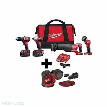 MILWAUKEE M18 Combo Cmpt Hmr Dr/Swzl/1/4 Hex Imp, 380FM5