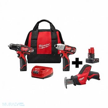 MILWAUKEE M12 2Pcs Kit M12 Hackzall M12 Battery, 380FM8