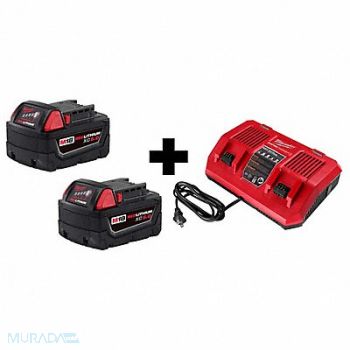 MILWAUKEE M18 Battery Pack M18 Dual Rapid Charger, 382YY3