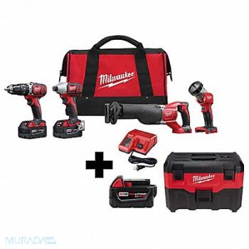 MILWAUKEE M18 4-Tool M18 Battery Pack M18 Vacuum, 382ZC1