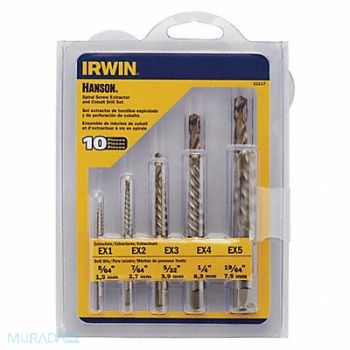 IRWIN Screw Extractor Set Spiral Flute 10 pcs, 388R06