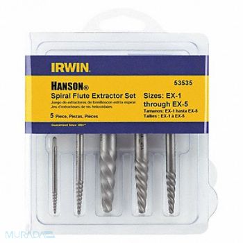IRWIN Screw Extractor Set Spiral Flute 5 pcs, 388R22
