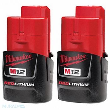 MILWAUKEE Battery Pack (2) 1.5 Ah Li-Ion PK2, 38D759