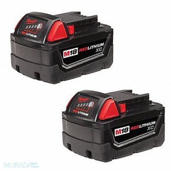 MILWAUKEE Battery Pack 3.0 Ah Li-Ion PK2, 38D762