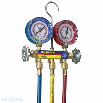 YELLOW JACKET Mechanical Manifold Gauge Set 2-Valve, 38D864