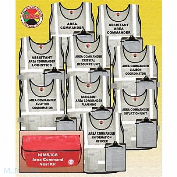 DISASTER MANAGEMENT SYSTEMS Safety Vest White Area Command Universal, 38E573