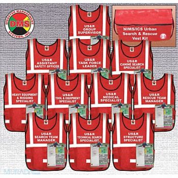 DISASTER MANAGEMENT SYSTEMS Safety Vest Red Search Rescue Univsl, 38E576