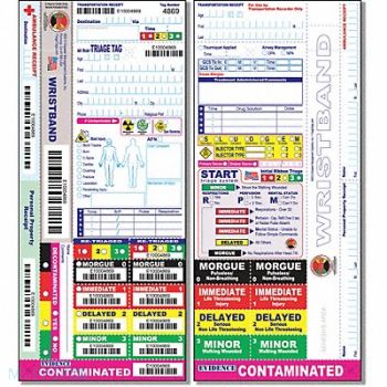DISASTER MANAGEMENT SYSTEMS Wristband Triage Tag PK50, 38E593