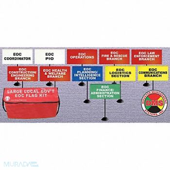 DISASTER MANAGEMENT SYSTEMS EOC Large Tabletop Flag Kit 11 Flags, 38E633