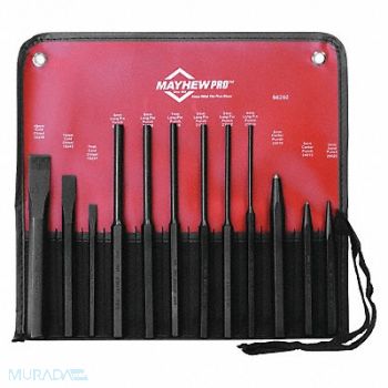 MAYHEW Punch and Chisel Set 12-Piece Steel, 38GN89