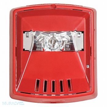 WHEELOCK HornStrobe 12/24VDC Red/NoLTR 5-15/64inH, 38GV32