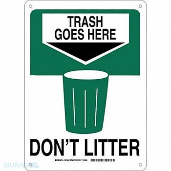 BRADY Facility Sign Alum 14 X10 Grn/Blk/Wht, 547M93