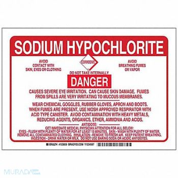 BRADY Chemical Sign Polyester 10x14 in Red/Wht, 38J073