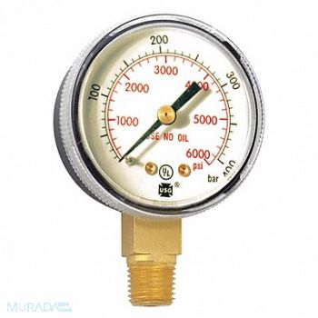MILLER ELECTRIC K4563 Pressure Gauge 0 to 6000 psi 2, 38N714